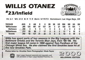 2000 Grandstand Tennessee Smokies #NNO Willis Otanez Back