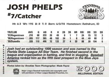 2000 Grandstand Tennessee Smokies #NNO Josh Phelps Back