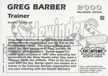 2000 Grandstand Tucson Sidewinders #NNO Greg Barber Back