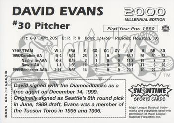 2000 Grandstand Tucson Sidewinders #NNO David Evans Back