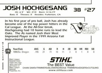 2000 Grandstand Visalia Oaks #NNO Josh Hochgesang Back