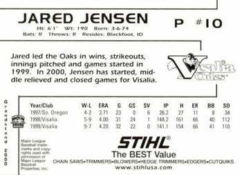 2000 Grandstand Visalia Oaks #NNO Jared Jensen Back