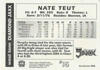 2000 Grandstand West Tenn Diamond Jaxx #NNO Nate Teut Back