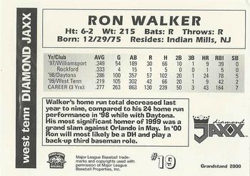 2000 Grandstand West Tenn Diamond Jaxx #NNO Ron Walker Back