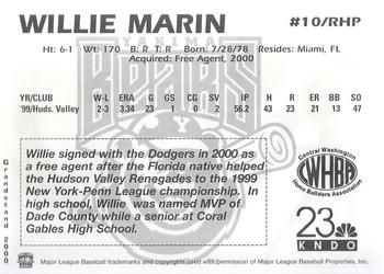2000 Grandstand Yakima Bears #NNO Willie Marin Back