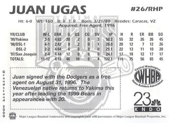 2000 Grandstand Yakima Bears #NNO Juan Ugas Back
