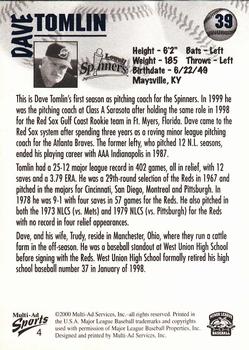 2000 Multi-Ad Lowell Spinners #4 Dave Tomlin Back