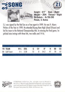 2000 Multi-Ad Lowell Spinners #23 Seung Song Back
