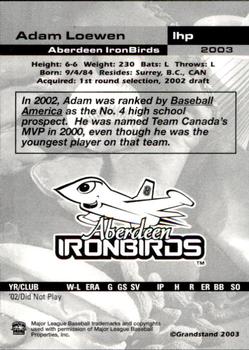 2003 Grandstand Aberdeen IronBirds Update #NNO Adam Loewen Back