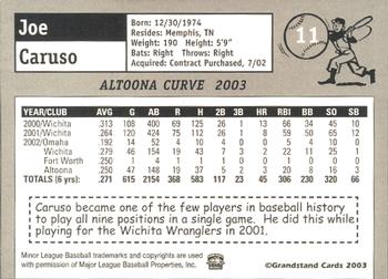 2003 Grandstand Altoona Curve #NNO Joe Caruso Back