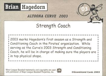 2003 Grandstand Altoona Curve #NNO Brian Hagedorn Back
