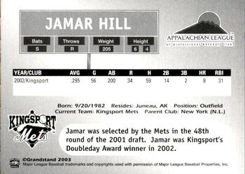 2003 Grandstand Appalachian League Top Prospects #NNO Jamar Hill Back