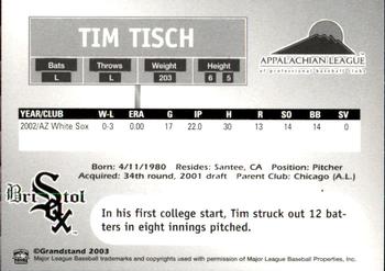2003 Grandstand Appalachian League Top Prospects #NNO Tim Tisch Back