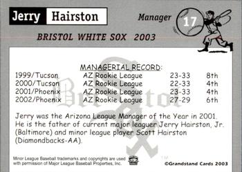 2003 Grandstand Bristol White Sox #10 Jerry Hairston Back