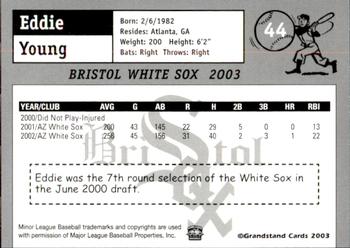 2003 Grandstand Bristol White Sox #29 Eddie Young Back