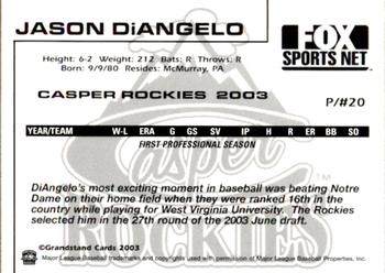2003 Grandstand Casper Rockies #4 Jason DiAngelo Back