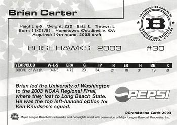 2003 Grandstand Boise Hawks #NNO Brian Carter Back