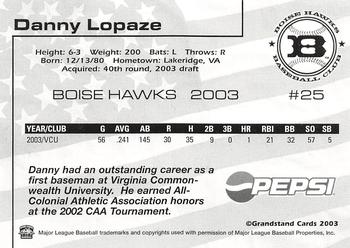 2003 Grandstand Boise Hawks #NNO Danny Lopaze Back