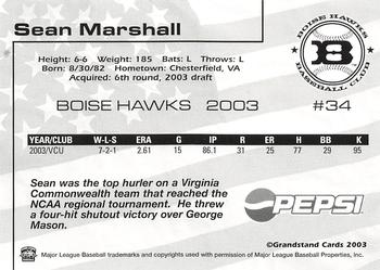 2003 Grandstand Boise Hawks #NNO Sean Marshall Back