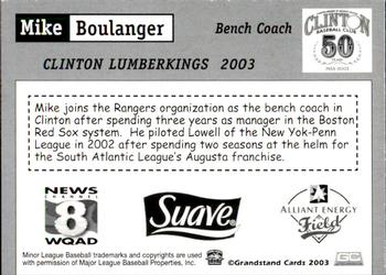 2003 Grandstand Clinton LumberKings #NNO Mike Boulanger Back