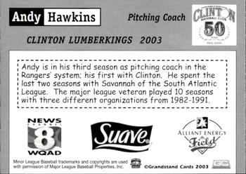 2003 Grandstand Clinton LumberKings #NNO Andy Hawkins Back