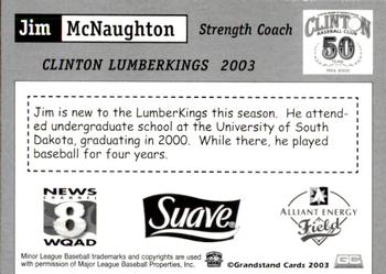 2003 Grandstand Clinton LumberKings #NNO Jim McNaughton Back
