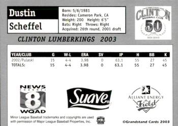 2003 Grandstand Clinton LumberKings #NNO Dustin Scheffel Back