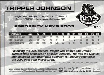 2003 Grandstand Frederick Keys #NNO Tripper Johnson Back
