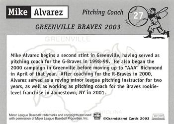 2003 Grandstand Greenville Braves #NNO Mike Alvarez Back