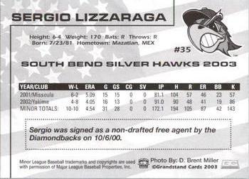 2003 Grandstand South Bend Silver Hawks #NNO Sergio Lizarraga Back