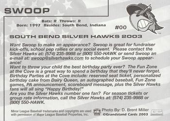 2003 Grandstand South Bend Silver Hawks #NNO Swoop Back