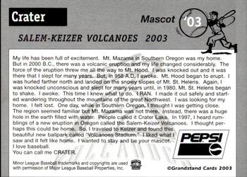 2003 Grandstand Salem-Keizer Volcanoes #NNO Crater Back
