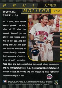 1997 Topps Gallery - Photo Gallery #PG2 Paul Molitor Back