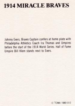 1980 TCMA 1914 Boston Braves #012 Johnny Evers / Ira Thomas / Bill Klem Back