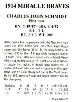 1980 TCMA 1914 Boston Braves #020 Butch Schmidt Back