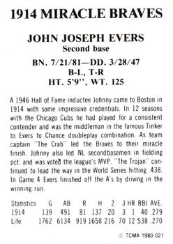 1980 TCMA 1914 Boston Braves #021 Johnny Evers Back