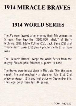 1980 TCMA 1914 Boston Braves #030 Herbie Moran / Wally Schang Back