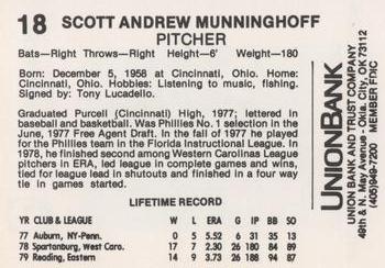 1980 Oklahoma City 89ers #18 Scott A. Munninghoff Back