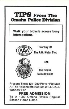 1980 Omaha Royals Police #NNO Danny Garcia Back