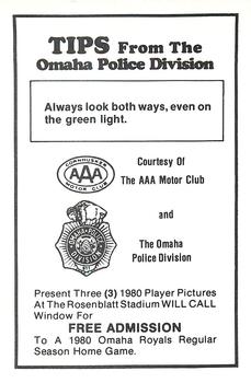 1980 Omaha Royals Police #NNO Jim Gaudet Back