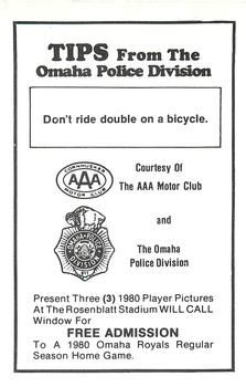 1980 Omaha Royals Police #NNO Bill Paschall Back