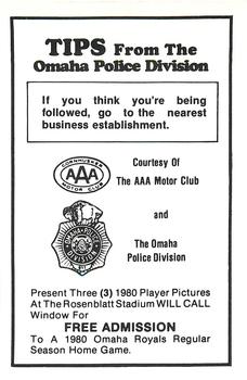 1980 Omaha Royals Police #NNO Jeff Schattinger Back
