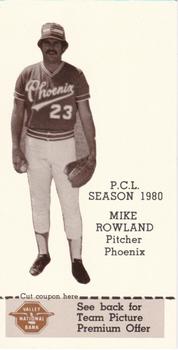 1980 Valley National Bank Phoenix Giants #4 Mike Rowland Front