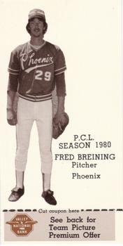 1980 Valley National Bank Phoenix Giants #9 Fred Breining Front