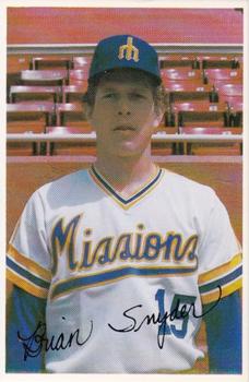 1980 Jack in the Box San Jose Missions #16 Bryan Snyder Front