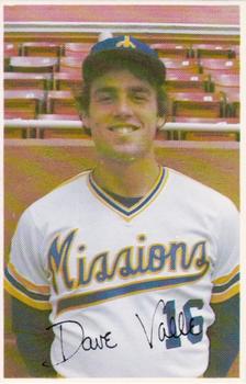 1980 Jack in the Box San Jose Missions #20 Dave Valle Front