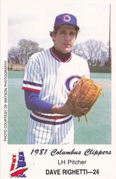 1981 Columbus Clippers Police #NNO Dave Righetti Front