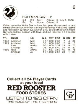 1981 Red Rooster Edmonton Trappers #6 Guy Hoffman Back