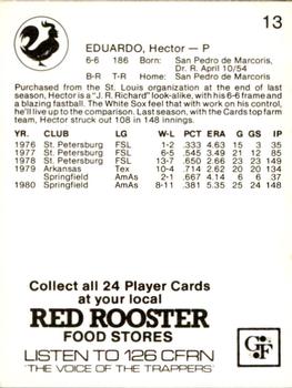 1981 Red Rooster Edmonton Trappers #13 Hector Eduardo Back