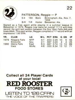 1981 Red Rooster Edmonton Trappers #22 Reggie Patterson Back